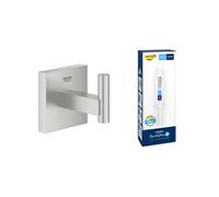GROHE Start Cube Porta accappatoio con GROHE QuickGlue A1 - Porta asciugamani da doccia a parete per bagno (metallo, fissaggio nascosto, con viti e tasselli), acciaio inossidabile, 40961DC0
