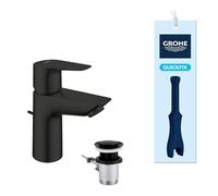 GROHE Start Edge QuickFix - Miscelatore Lavabo con Set Scarico Pop-Up (Taglia S, Cartuccia Ceramica 28 mm, Risparmio Idrico, Attacchi 3/8 Pollici, QuickTool Incluso), Nero Opaco, 233422431