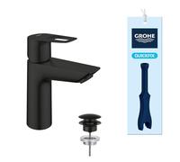 GROHE Start Loop Miscelatore Lavabo Monocomando con Set Scarico Push-Open (Taglia M 164 mm, Risparmio Idrico, Cartuccia Ceramica 28 mm, Attacchi 3/8 Pollici, Facile da Installare), Nero Opaco