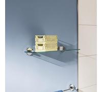 Ripiano in vetro GROHE Start QuickFix con supporti cromati (metallo e vetro, fissaggio nascosto, viti e tasselli inclusi, facilissimo da montare con GROHE QuickGlue), misura 530 mm, 41202000