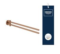 GROHE Start Portasciugamani con Braccio Doppio Girevole (Metallo, 2 Bracci Orientabili, Viti e Tasselli Inclusi, Facile da Installare), Dimensione 439 mm, Oro Rosa Spazzolato, 41183DL0