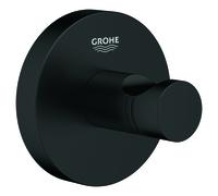 GROHE Start QuickFix 411732430 - Gancio per accappatoio (metallo, fissaggio nascosto, viti e tasselli, colla rapida extra facile da montare), misura 45 mm, nero opaco