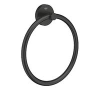 GROHE Start QuickFix 411742430 - Anello porta asciugamani in metallo, fissaggio nascosto, viti e tasselli, extra facile da montare, 200 mm, colore: nero opaco