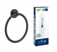 GROHE Start QuickFix Anello portasciugamani e QuickGlue A1 (metallo, fissaggio nascosto, viti e tasselli inclusi), 200 mm, Matt Black, 411742430