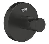 GROHE Start QuickFix 411732430 - Gancio per accappatoio (metallo, fissaggio nascosto, viti e tasselli, colla rapida extra facile da montare), misura 45 mm, nero opaco