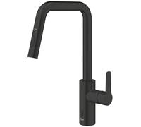 GROHE Start QuickFix Hybrid - Rubinetto da cucina estraibile per funzionamento senza contatto o manuale, beccuccio alto 381 mm, cartuccia in ceramica da 28 mm, girevole a 150°, doppio spruzzo, code 3