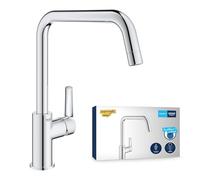 GROHE Start QuickFix rubinetto da cucina monocomando (canna a U alta 310 mm, cartuccia in ceramica da 28 mm, rotazione 150°, tubi di raccordo 3/8", facile installazione), finitura Cromo, 1012420000
