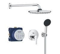 GROHE Start Sistema Doccia da Incasso, Miscelatore Monocomando 2 Vie, Soffione Vitalio Start 250, Manopola Doccetta 2 Getti, Water Saving, Cromo, 25292000