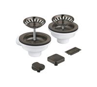 Grohe Universal set scarico con eccentrico per due vasche, 40998AL0, Universal hard graphite spazzolato [Lavelli da Cucina > Accessori per Lavelli da Cucina]