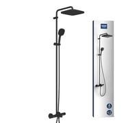 GROHE Vitalio Comfort 250 sistema doccia con termostatico con Aquadimmer (soffione doccia 25 cm, doccetta manuale da 11 cm, flessibile da 1,75 m, risparmio idrico), nero opaco, 269842431