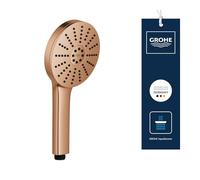 GROHE Vitalio Joy+ 120 Hand Shower 3 Spray Patterns: Rain, Jet, Booster (⌀ 120 mm, Water-Saving 6.3 l/min, Scalding Protection, Universal Mounting System, Min. Pressure 1 Bar), Bronze, 134863DL00