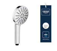 GROHE Vitalio Joy+ 120 Hand Shower 3 Spray Patterns: Rain, Jet, Booster (⌀ 120 mm, Water-Saving 6.3 l/min, Scalding Protection, Universal Mounting System, Min. Pressure 1 Bar), Chrome, 1348630000