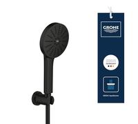 GROHE Vitalio Joy+ 120 Set Doccia con doccetta a mano e supporto a parete (doccetta 3 getti, risparmio idrico 6,3 l/min, protezione antiscottatura, tubo flessibile 1,5 m), nero opaco, 1348652430