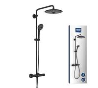 GROHE Vitalio Joy 260 - Sistema doccia termostatico con funzione Aquadimmer (soffione da 26 cm 3 getti, doccetta da 11 cm 3 getti, risparmio idrico, funzioni di sicurezza), nero ultra opaco, 26403KF2