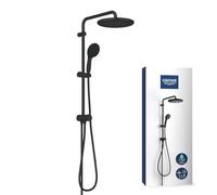 GROHE Vitalio Start 250 Flex - Sistema doccia con deviatore (soffione doccia tondo da 25 cm a 2 getti, doccetta tonda da 11 cm a 2 getti, 2 flessibili doccia, risparmio idrico), nero opaco, 266802431