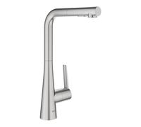 Grohe Zedra miscelatore monocomando per lavello con doccetta estraibile a 2 getti, finitura supersteel - 32553DC2