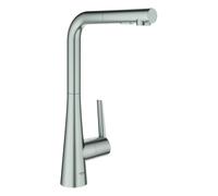 GROHE Zedra Mitigeur monocommandé pour évier, portée 205mm, extractible, pivotant, MagneticDocking, douchette double, 32553DC2, 32553DC2, Colorazione: super acciaio