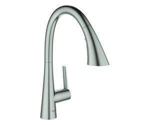 GROHE Zedra Mitigeur monocommandé pour évier, portée 231mm, 3 types de jets, MagneticDocking, extractible, pivotant, 32294DC2, 32294DC2, Colorazione: super acciaio