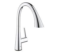 GROHE Zedra Touch Mitigeur électronique pour évier, portée 233mm, 3 types de jets, alimentation par pile, extractible, pivotant, 30219002, 30219002, Colorazione: cromo
