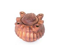 Grolla dell'amicizia valdostana con 4 Becchi in legno di mogano diam. 10cm ca con ricetta, trattata e pronta per preparare il caffè alla valdostana