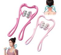 Grolomo Rullo massaggiante per collo Tivano, massaggiatore per collo, massaggiatore manuale per collo, rullo massaggiante profondo a 360°, per alleviare il dolore (rosa + rosa)