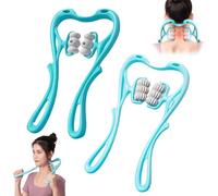Grolomo Rullo massaggiante per il collo, massaggiatore per collo, massaggiatore per collo, massaggiatore manuale per collo, rullo per massaggio profondo a 360° per alleviare il dolore (blu + blu)