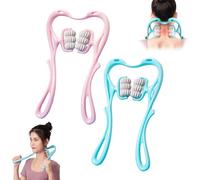 Grolomo Rullo massaggiante per il collo, rullo massaggiante per collo Tivano, massaggiatore manuale per collo, rullo per massaggio profondo a 360° per alleviare il dolore (rosa + blu)
