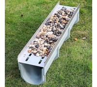 Grondaia di Drenaggio della Trincea for Il Riempimento di Ciottoli, Canaletta di Drenaggio in Resina con Griglia in Acciaio Inox for Giardini, Terrazze, Garage