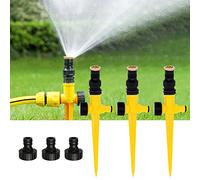 GROOFOO 3 Pezzi Irrigatore Giardino, 360 ° Irrigazione Giardino, Irrigatore Rotante, Irrigatore Automatica, Irrigatori da Giardino Regolabile per Prati, Giardino, Cortile, Piante, Fiori (Giallo-3)