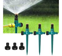 GROOFOO 3 Pezzi Irrigatore Giardino, 360 ° Irrigazione, Rotante, Automatica, Regolabile per Prati, Cortile, Piante, Fiori, Verdure