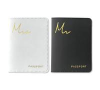 GroomBrideGifts Set porta passaporto Mr and Mrs, regalo di fidanzamento per coppie, essenziale per viaggi di nozze per coppie, regali per luna di miele per sposi, A Mrs & Mr, 5*6, classico
