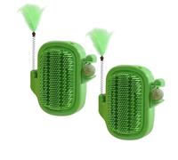 Groomer Brush - 2 Cat Corner Scratcher - Long Hair Cactus Comb Set, Cat Corner Scratcher With Feather Toy & Catnip Ball for Stress Relief Behavioral Enrichment Sensory Mental Stimolation