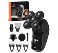 GROOMIE BaldiePro Rasoio da Testa Elettrico per Uomini & Donne Calvi - Rasoio Testa 10.000 RPM con Testine Rotanti, Impermeabile IPX7 Rasatura Wet&Dry Testa Calva, Trimmer Naso Orecchie Ricaricabile