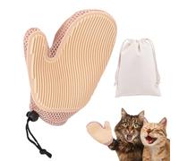 Grooming Gloves, Pet Shedding Mitt, 7.87x5.91 Inches Size Mesh Dematting Glove, Hair Remover Tool for Daily Grooming Puppy Kitten Bunny Cat Dog Hamster, Green, Cream