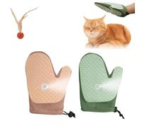 Grooming Mist Glove for Pets, Meowvo Pet Cleaning Spay Gloves, 2-in-1 Pet Glove Hair Removal for Dogs & Cats, Deshedding Tools (Brown+Green)