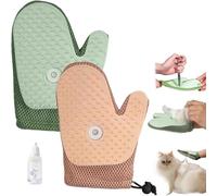 Grooming Mist Glove for Pets, Multi-Functional Deshedding Gloves with Spray,Reusable Quick De-Shedding, Anti-static Massage Cleaning Tools for Cat Dogs (Green+Pink)