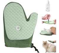 Grooming Mist Glove for Pets, Multi-Functional Deshedding Gloves with Spray,Reusable Quick De-Shedding, Anti-static Massage Cleaning Tools for Cat Dogs (Green)