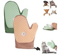 Grooming Mist Glove for Pets, Pet Hair Removal Glove, Spray Cat Petting Gloves, Double Sided Anti-Static Pet Hair Remover, for Cats, Dog (Green+Pink)