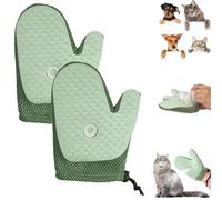 Grooming Mist Glove for Pets, Pet Hair Removal Glove, Spray Cat Petting Gloves, Double Sided Anti-Static Pet Hair Remover, for Cats, Dog (Green*2)