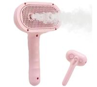 Grooming Shedding Massager, Steamer-Enhanced Pet Brush, Ergonomic Multifunctional Steamy Comb for Dogs Cats, Ideal for Pet Lovers, 7.48x4.33x2.68 inches, Pink and White
