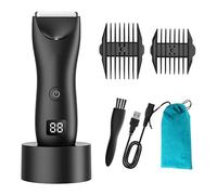 Groommer elettrico per il corpo, regolabarba impermeabile IPX7 da uomo con display a LED, toelettatore umido/asciutto, ricaricabile USB-C, borsa da viaggio inclusa, per pubblico da uomo, inguine e