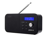 Groov-e GVDR04BK Venezia - Radio digitale compatta DAB/FB, con 20 stazioni preimpostate, altoparlante Bluetooth, display LCD, doppia sveglia, antenna telescopica, colore: nero, 8 x 5 x 22 cm