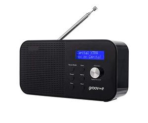 Groov-e GVDR04BK Venezia - Radio digitale compatta DAB/FB, con 20 stazioni preimpostate, altoparlante Bluetooth, display LCD, doppia sveglia, antenna telescopica, colore: nero, 8 x 5 x 22 cm