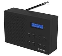 Groov-e Paris - Radio digitale DAB e FM, sveglia integrata e connettività Bluetooth, display LCD, alimentazione a corrente o a batteria, radio portatile, 20 stazioni preimpostate, colore: Nero