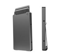 Groove Life Groove Wallet - Portafoglio da uomo minimalista, a basso profilo, in alluminio, porta carte di credito con chiusura magnetica per il pollice, blocco RFID, Fermasoldi in metallo color canna