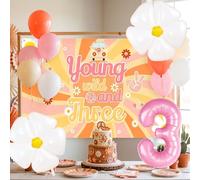 Groovy 3° compleanno decorazioni per Wild Three Retro Hippy Boho sfondo