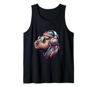 Groovy Capybara Vibes - Cuffie retrò & Shades Art Canotta
