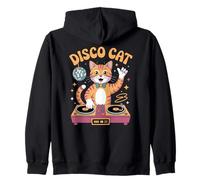 Groovy Cat con Occhiali da Sole, Palla da Discoteca e Giradischi DJ Felpa con Cappuccio