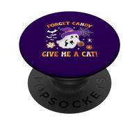 Groovy Forget Candy Dammi un gatto fantasma con in mano un gatto nero PopSockets PopGrip Adesivo
