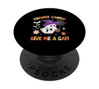 Groovy Forget Candy Dammi un gatto fantasma con in mano un gatto nero PopSockets PopGrip Adesivo